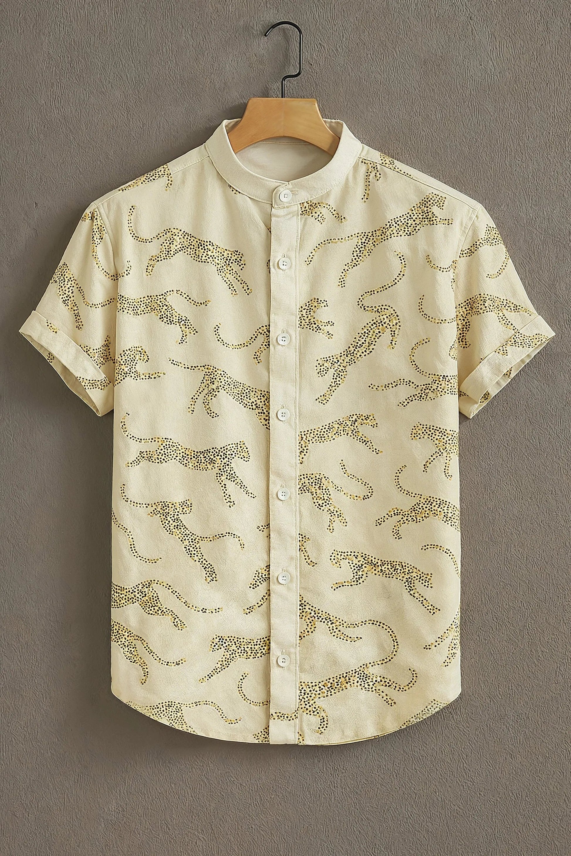 Sunflare Beige Premium Leopard-Inspired Design Shirt