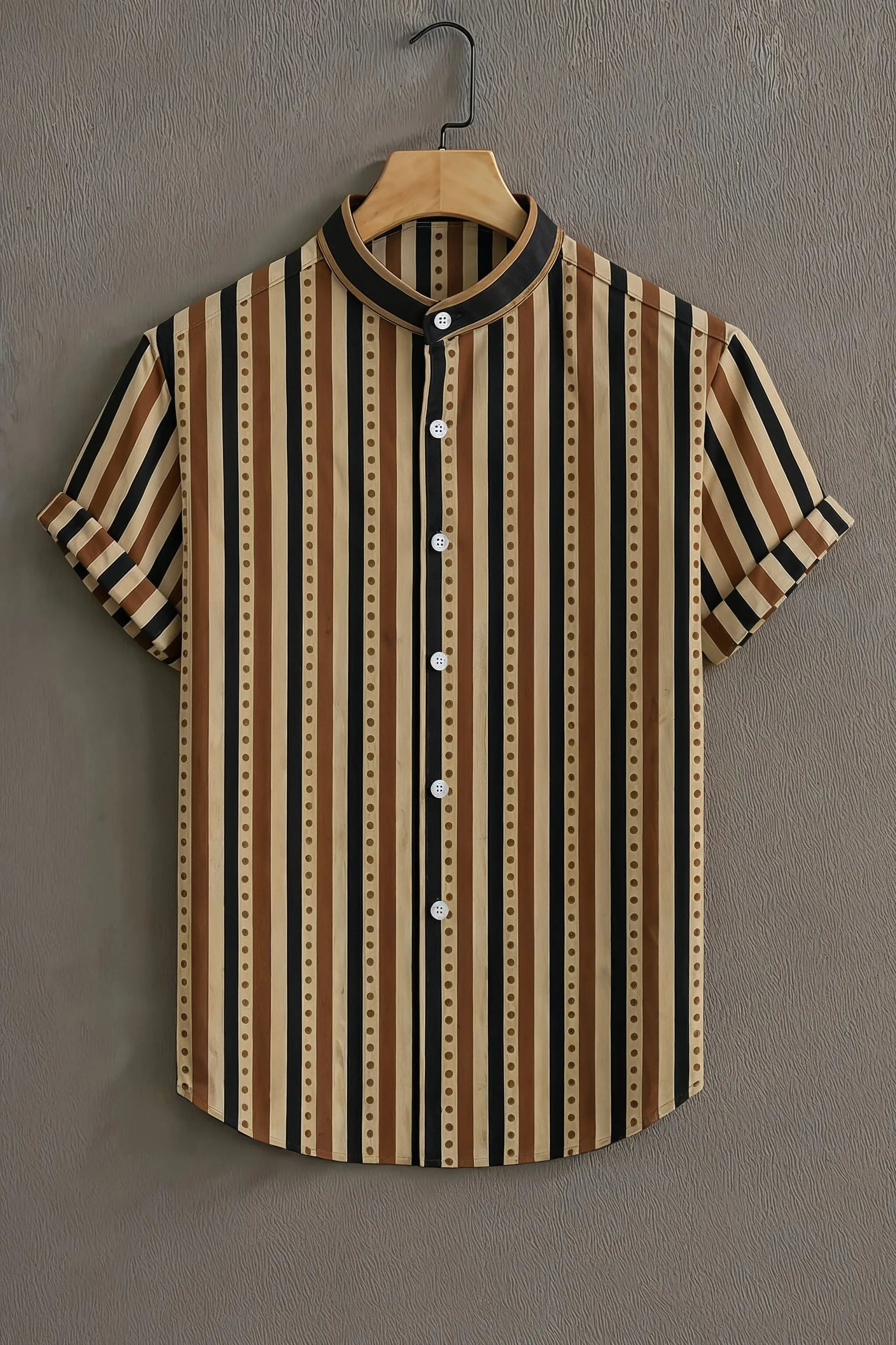 Sunflare Beige Premium Striped Pattern Casual Shirt