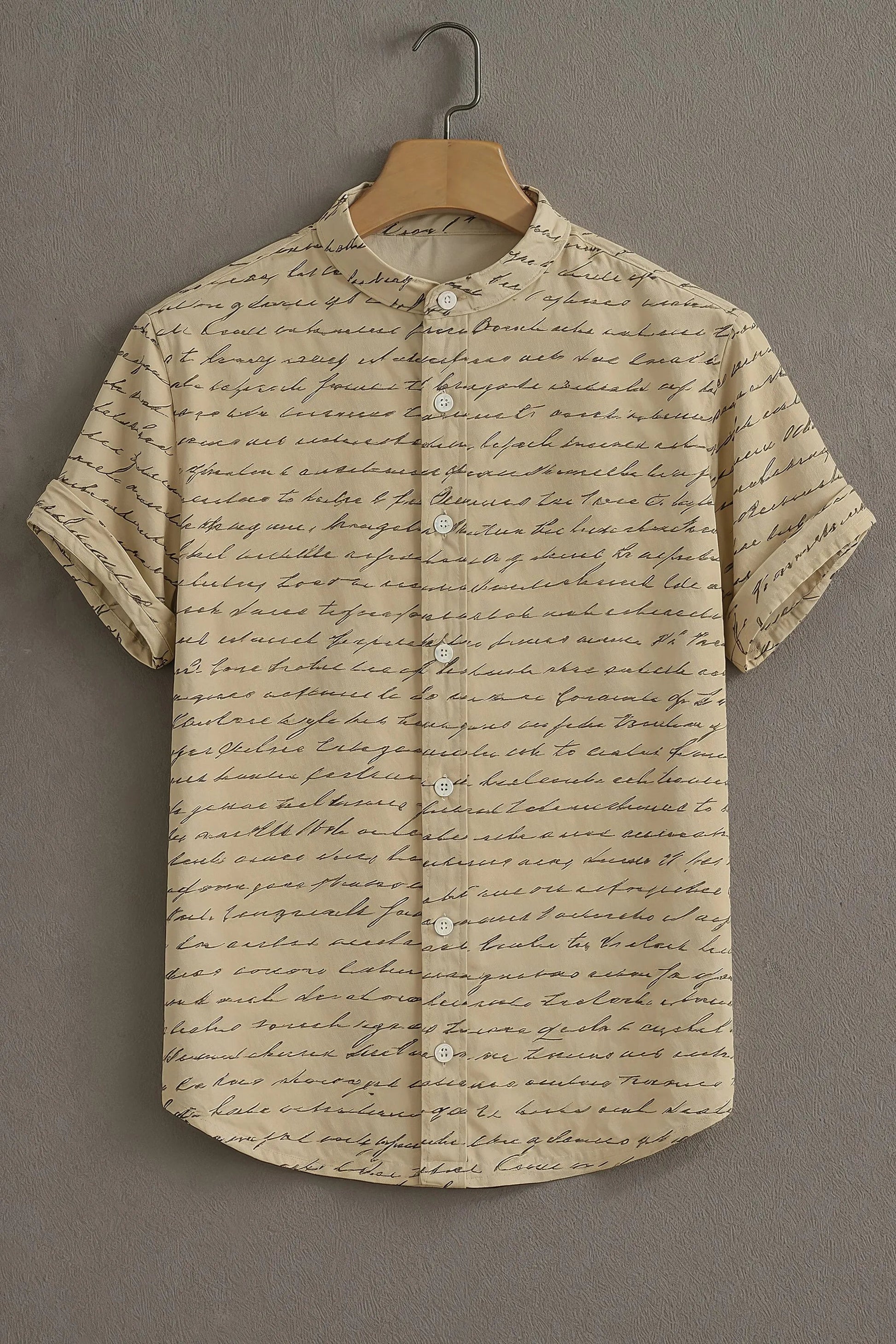 Sunflare Beige Premium Calligraphy-Inspired Shirt