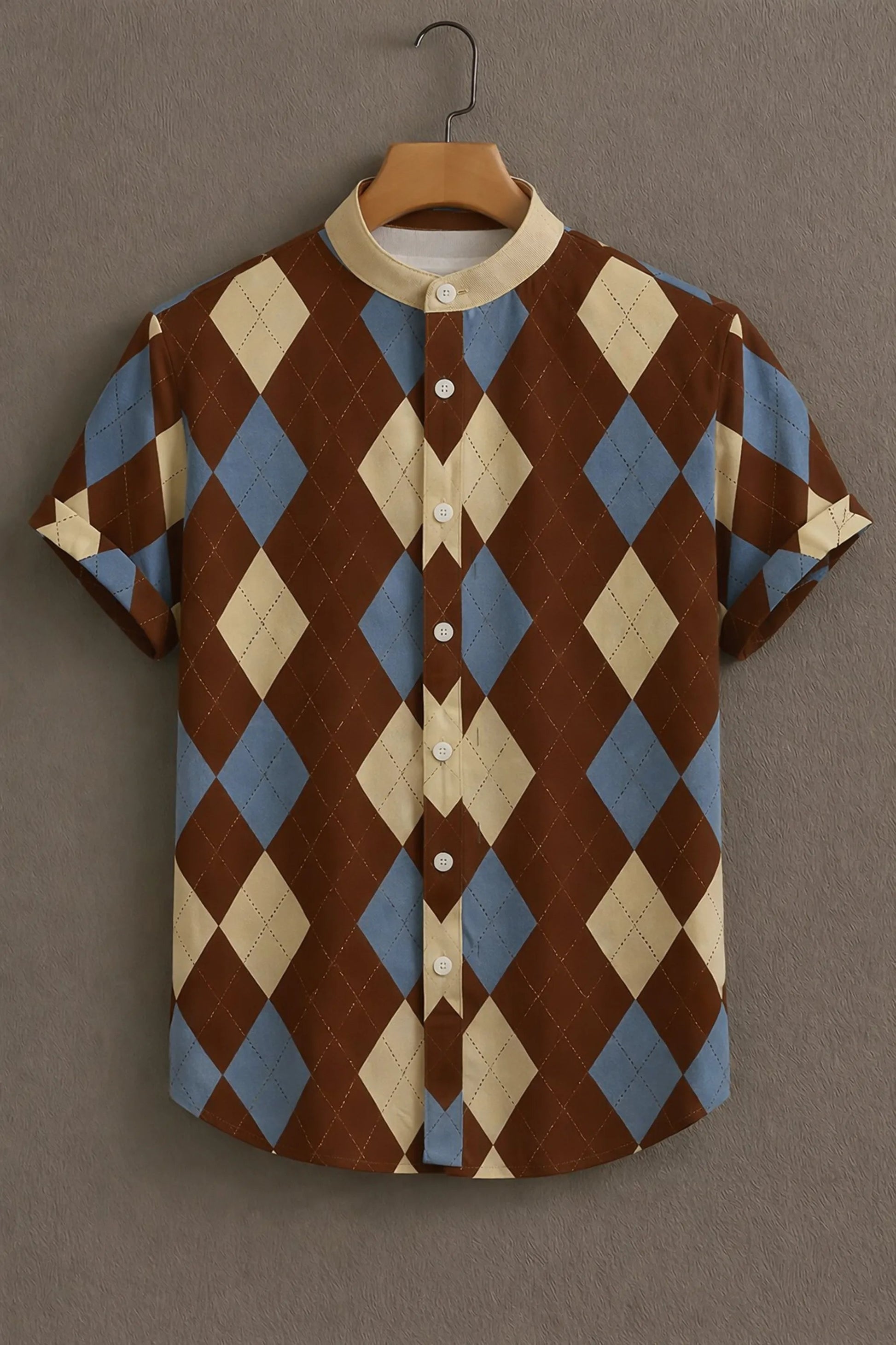 Sunflare Brown Premium Argyle Pattern Shirt
