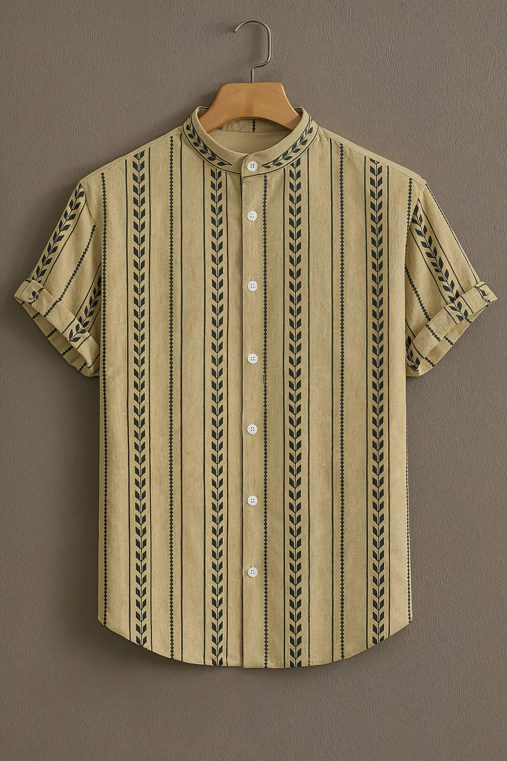 Sunflare Beige Premium Ethnic Pattern Casual Shirt