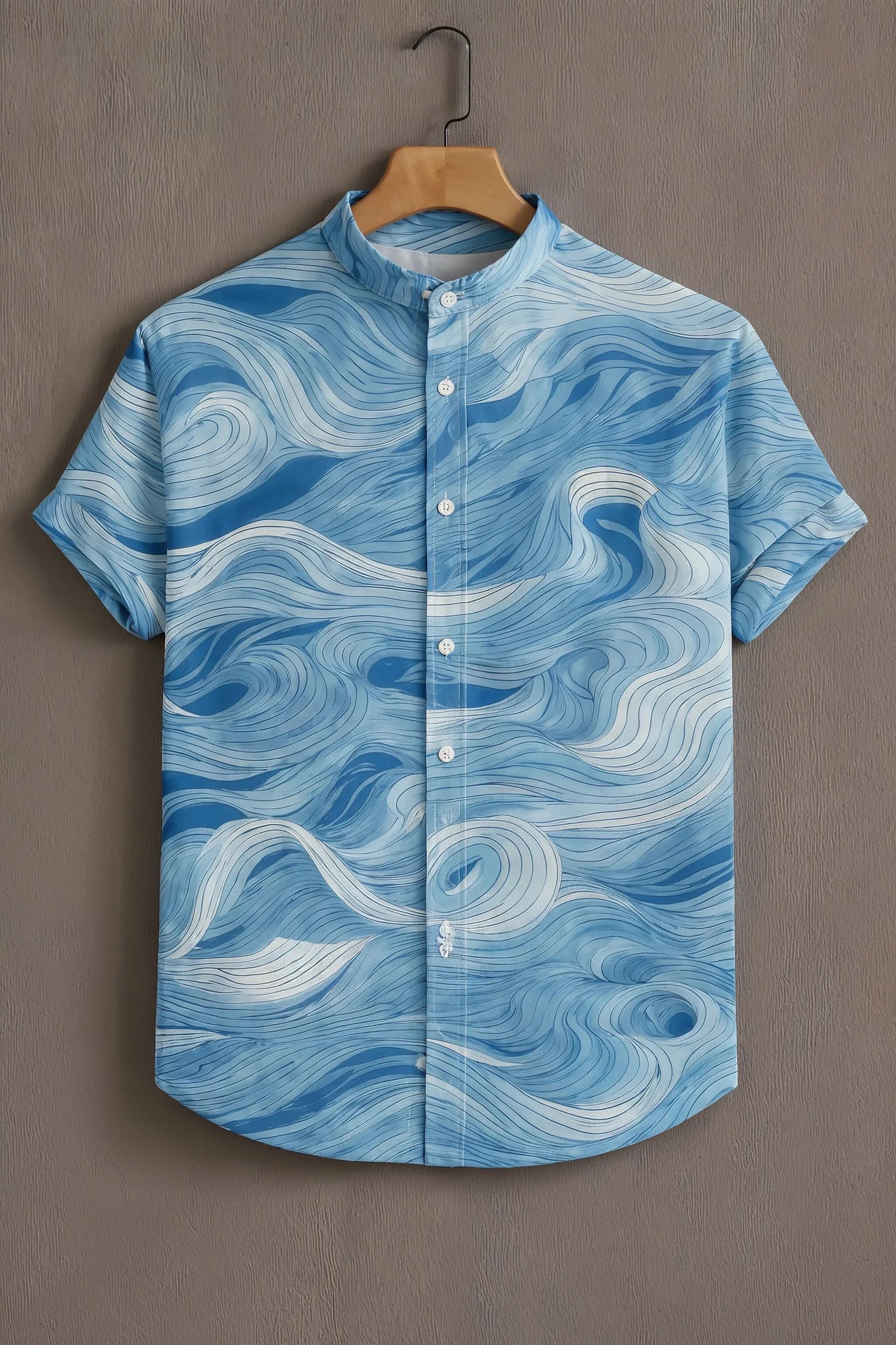 Sunflare Blue Artistic Wave Print Shirt