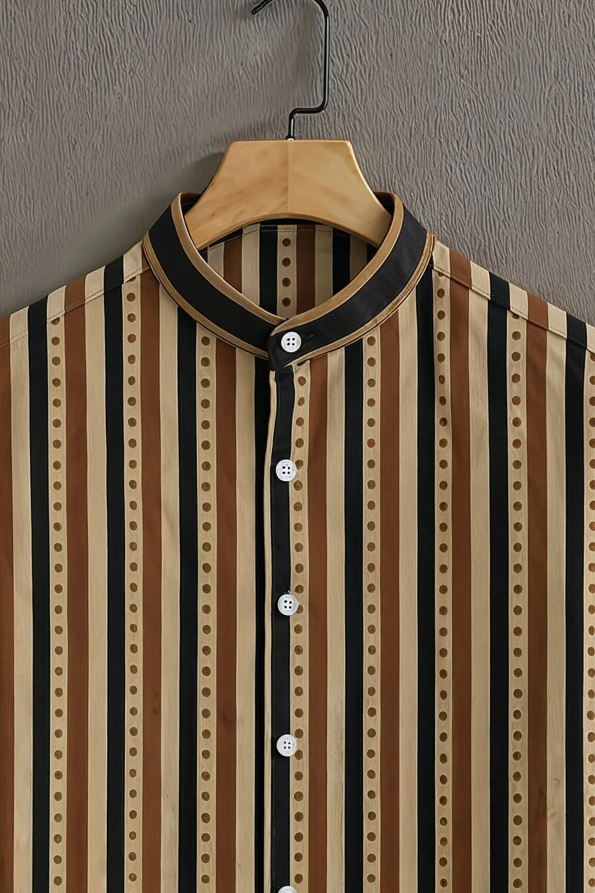 Sunflare Beige Premium Striped Pattern Casual Shirt