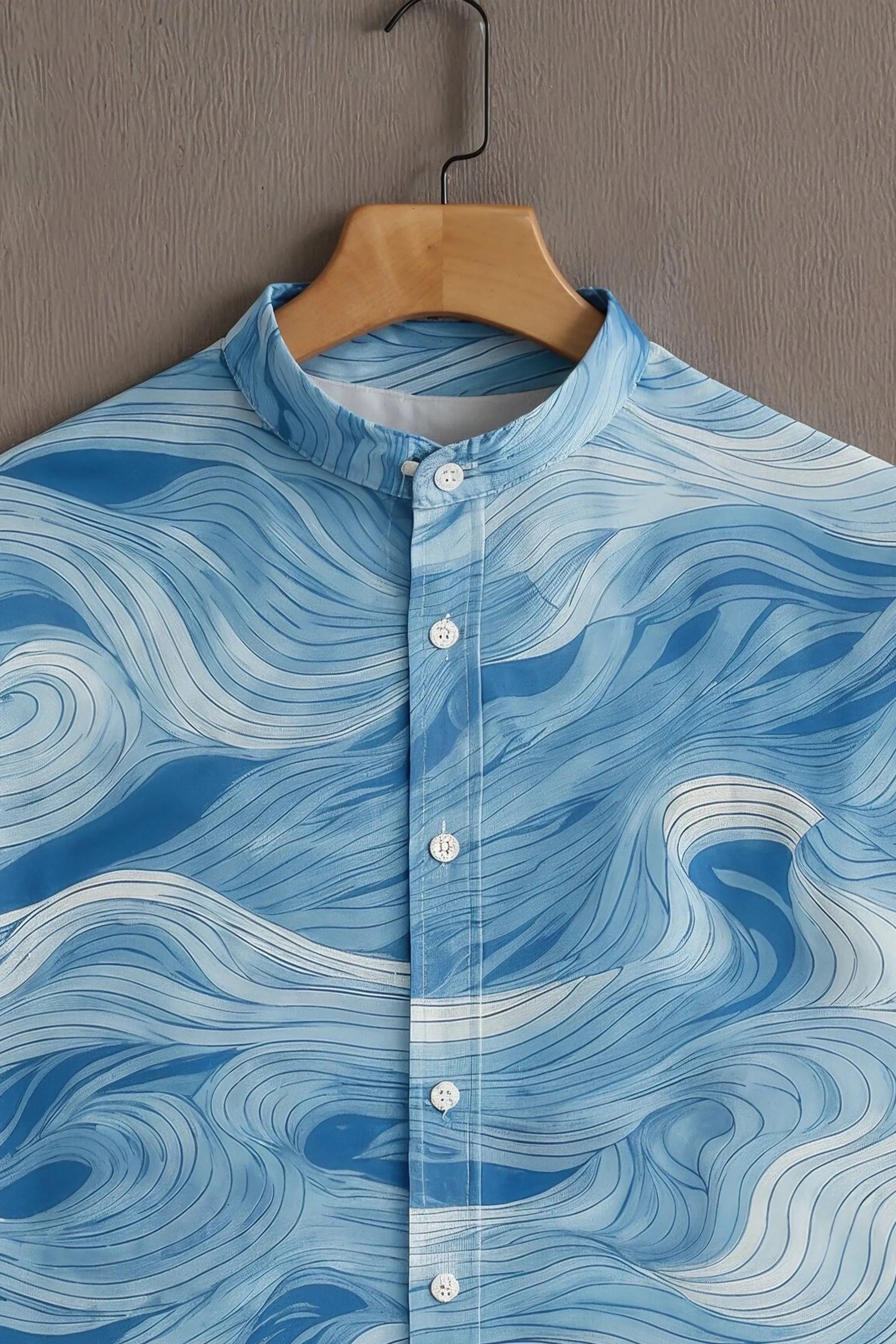 Sunflare Blue Artistic Wave Print Shirt