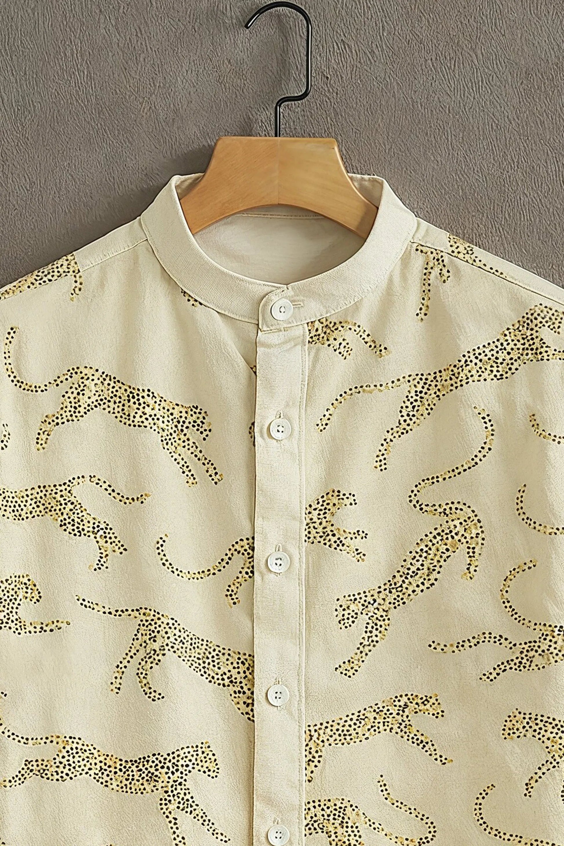 Sunflare Beige Premium Leopard-Inspired Design Shirt