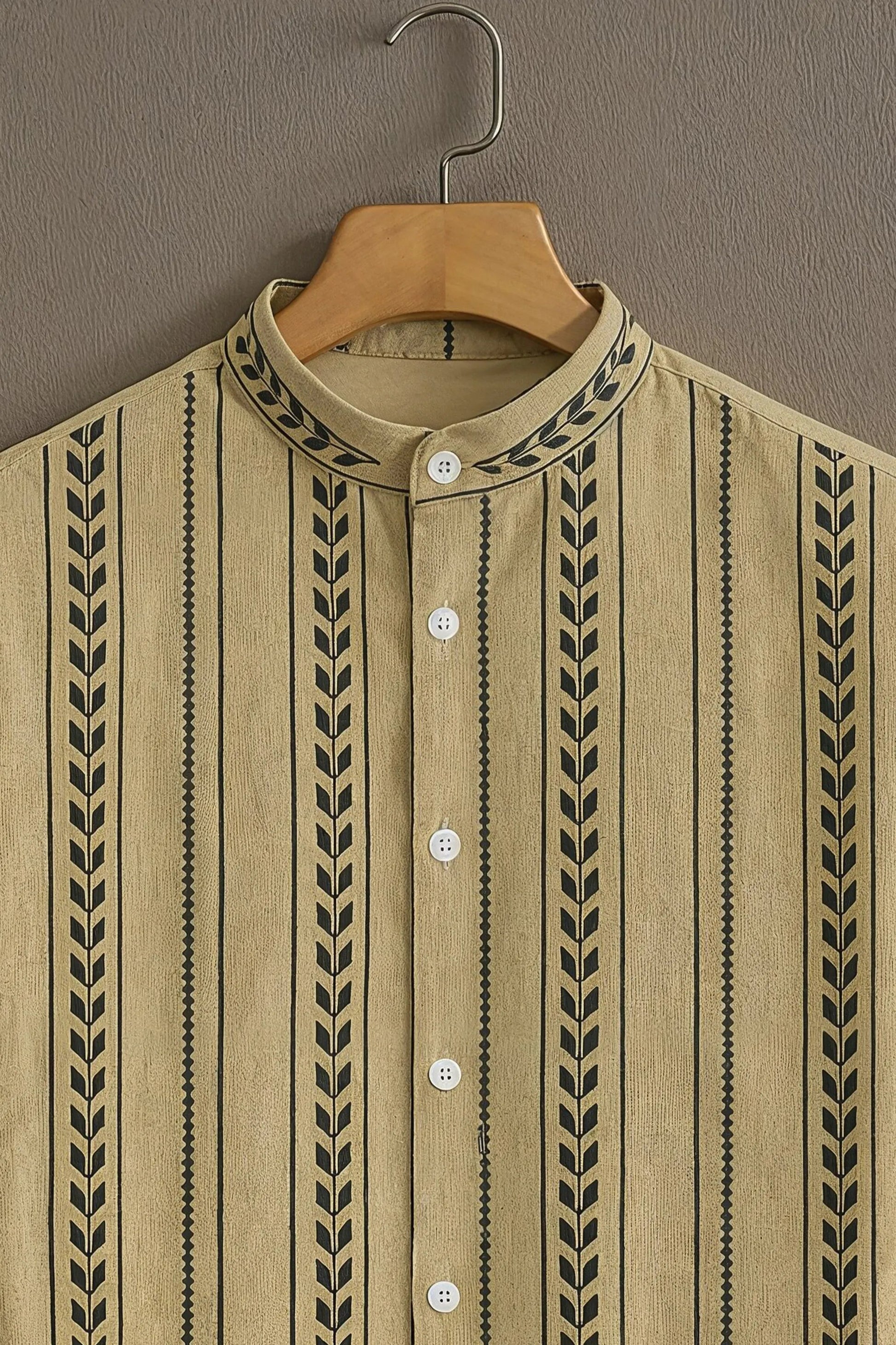 Sunflare Beige Premium Ethnic Pattern Casual Shirt