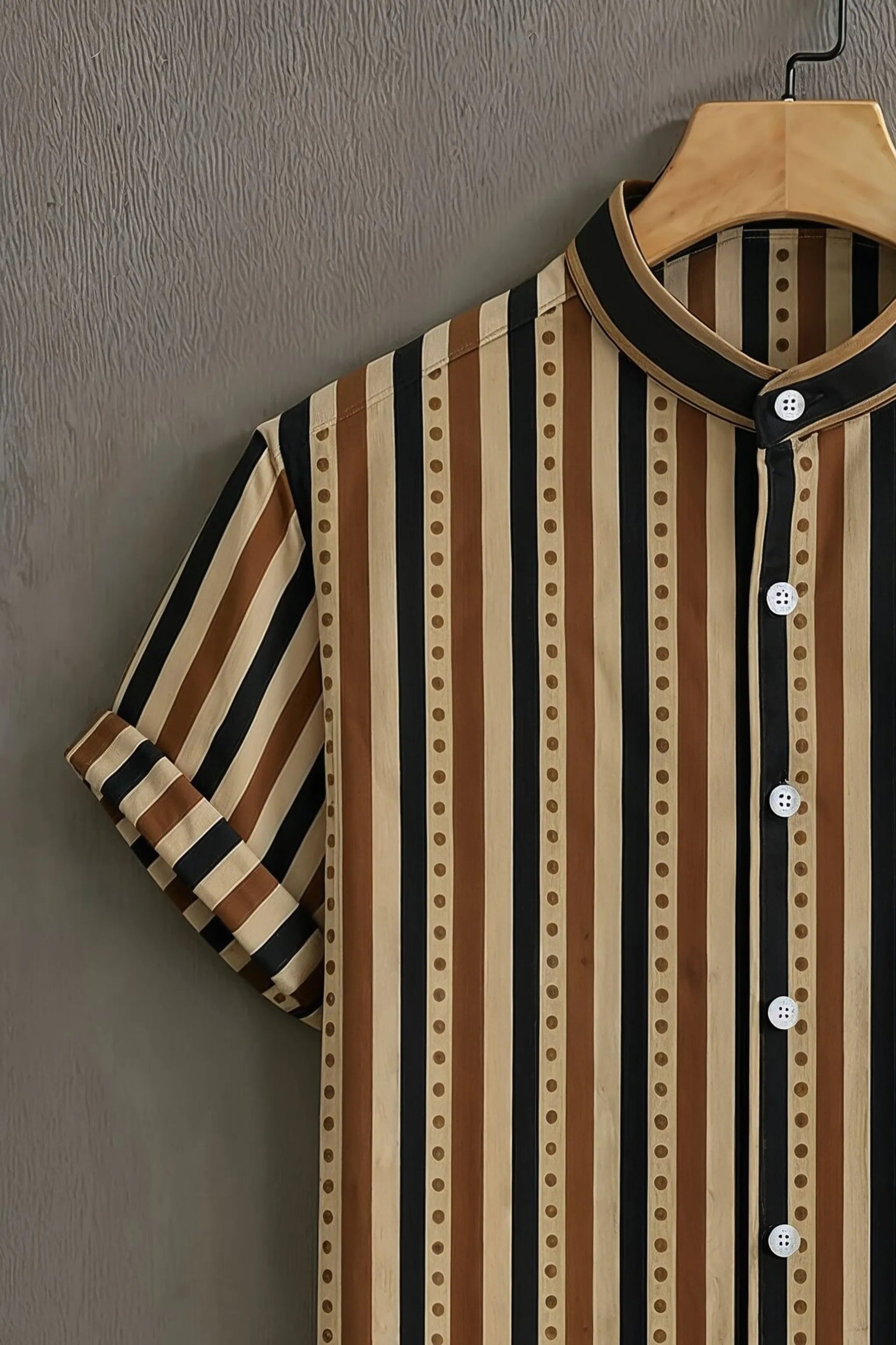 Sunflare Beige Premium Striped Pattern Casual Shirt