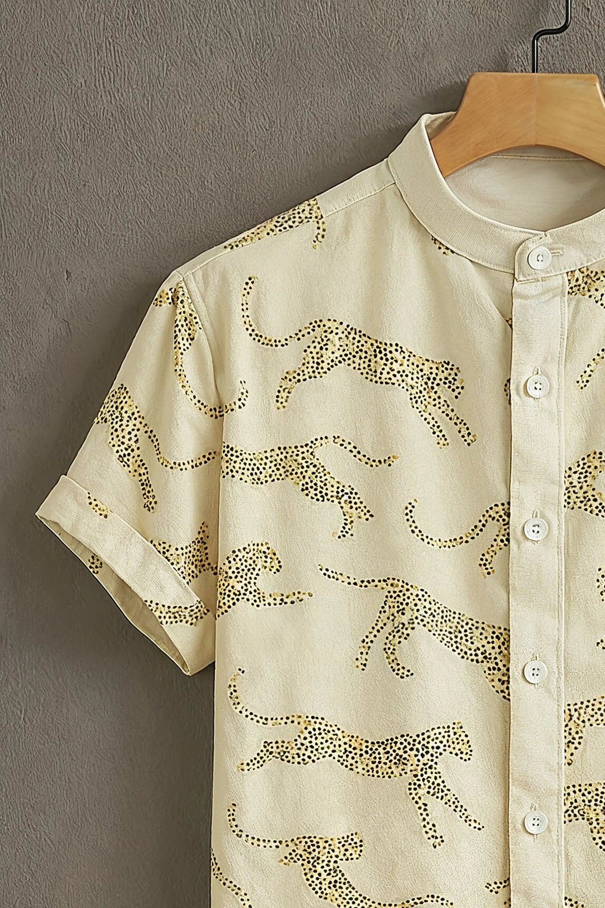 Sunflare Beige Premium Leopard-Inspired Design Shirt