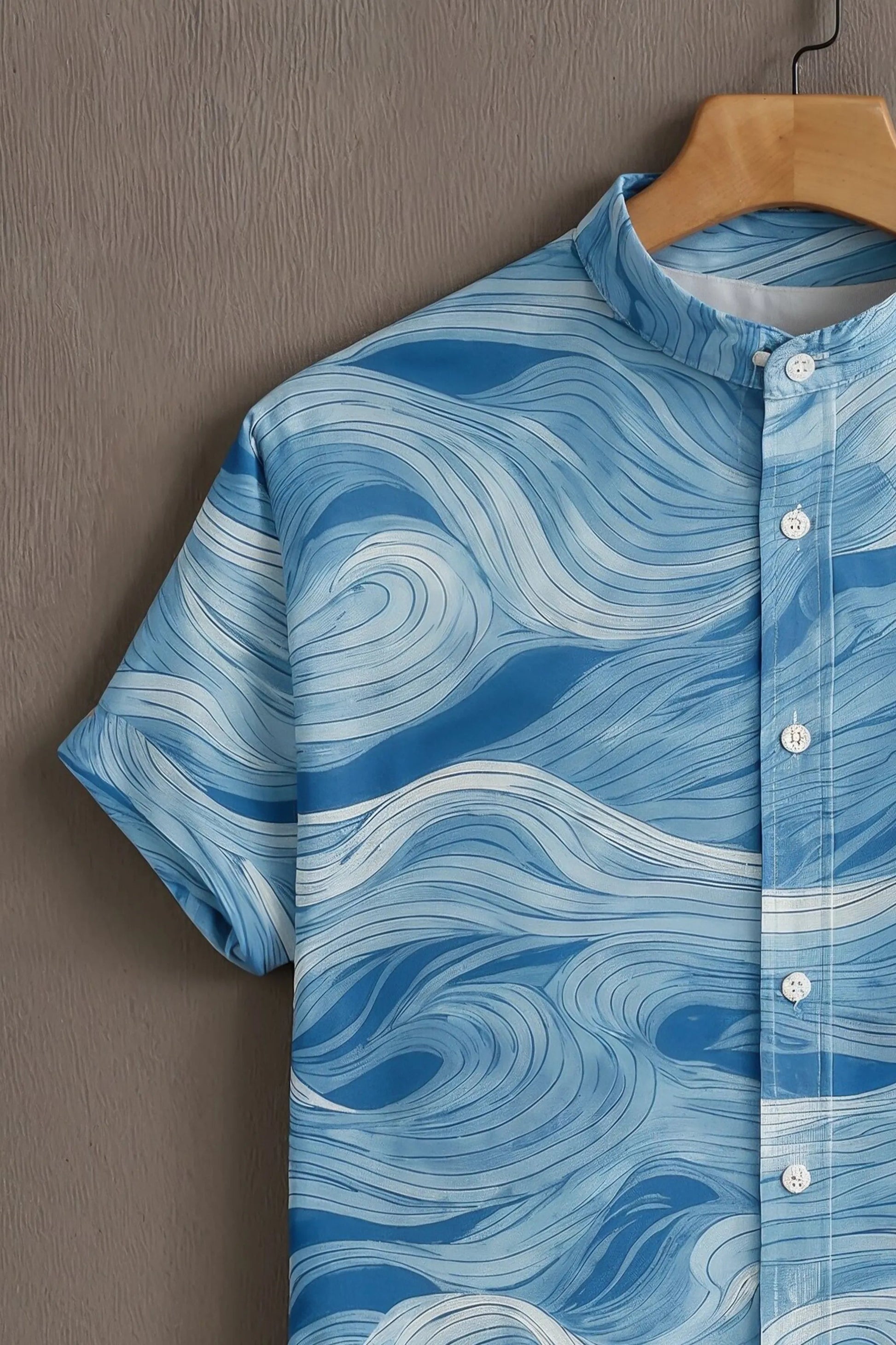 Sunflare Blue Artistic Wave Print Shirt