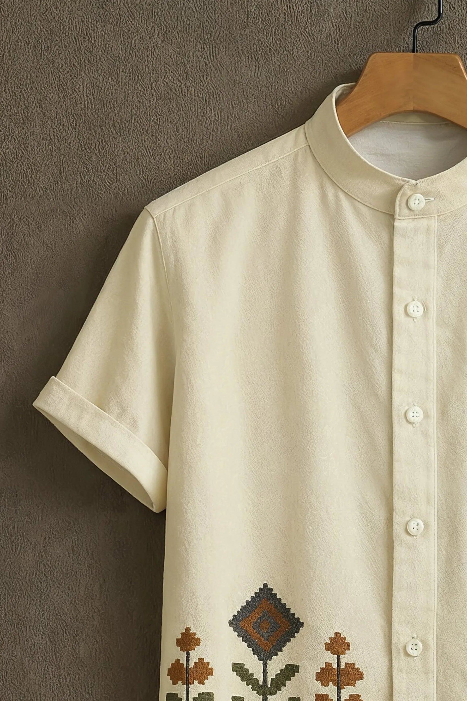 Sunflare Cream Casual Shirt with Tribal Floral Print