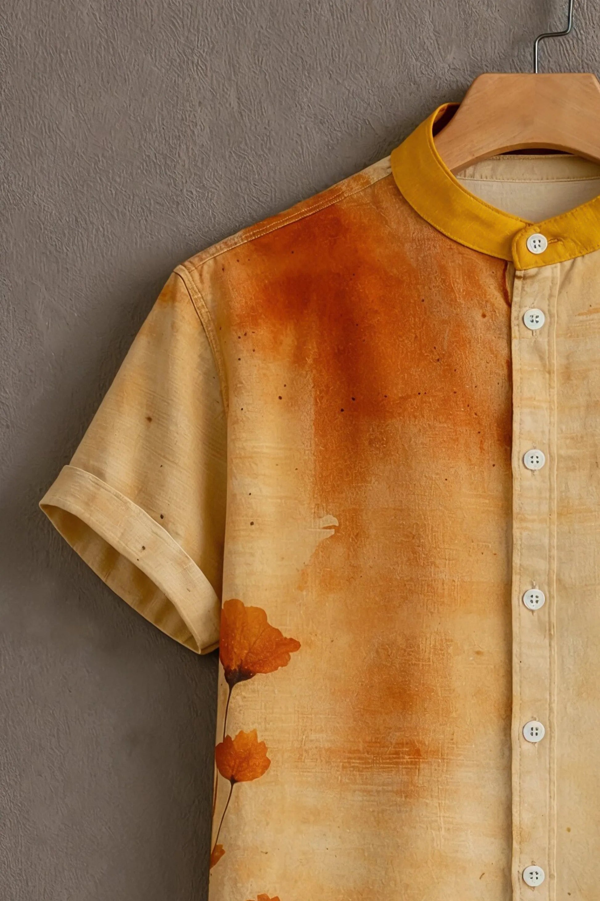 Sunflare Beige Shirt with Watercolor Botanical Design